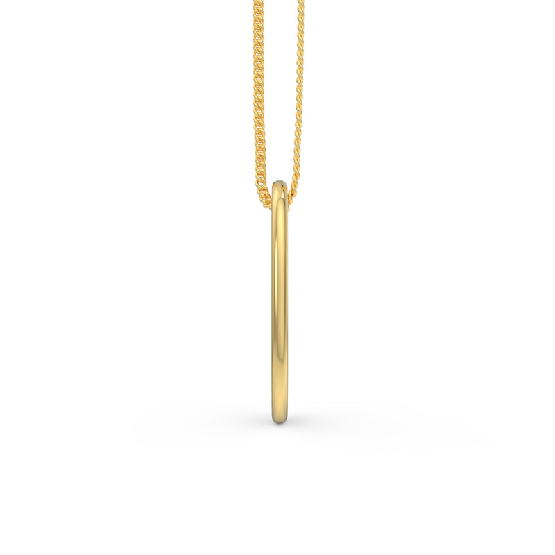 Side view of a 14kt yellow gold soda tab on a matching chain