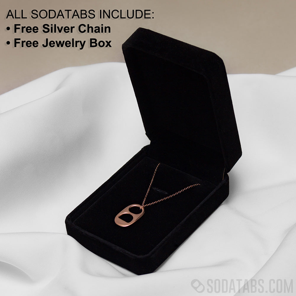 Rose Rhodium plated Soda Pull Tab With matching Chain In jewelry Box