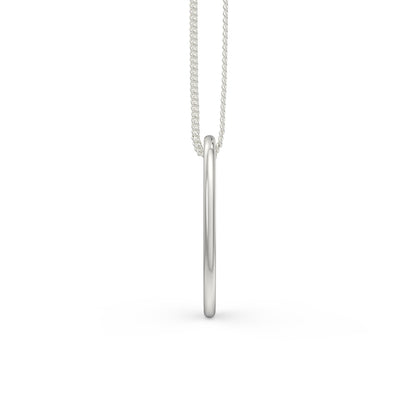 Side view of a solid .925 sterling silver soda tab on a matching chain