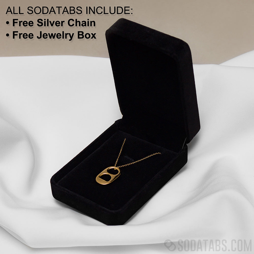 Soda Tab Necklace in a black velvet jewelry box